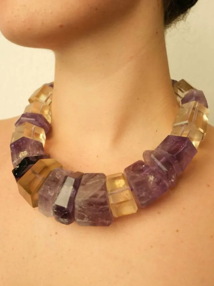 Monies Necklace: citrine, amethyst, quartz