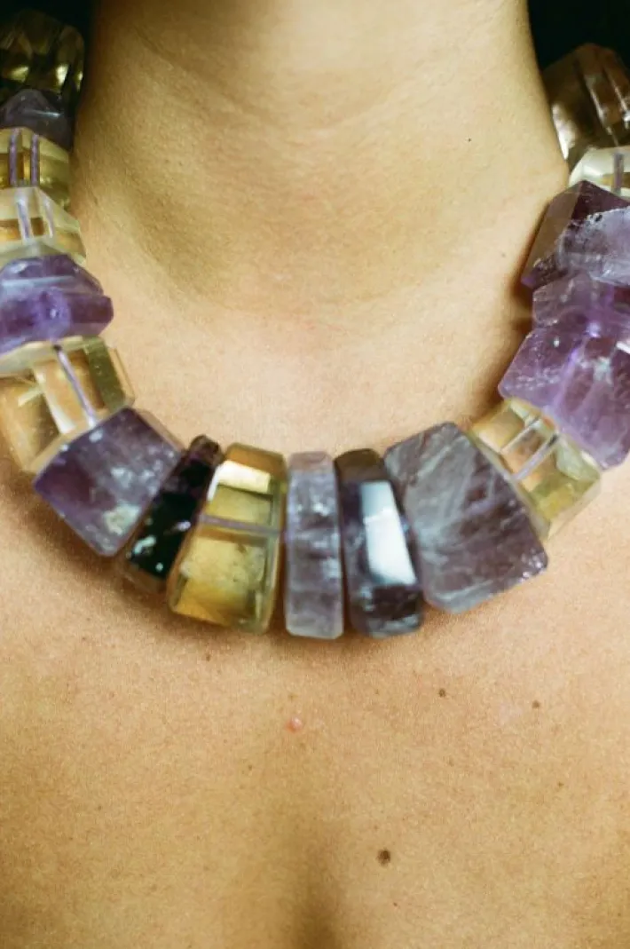 Monies Necklace: citrine, amethyst, quartz