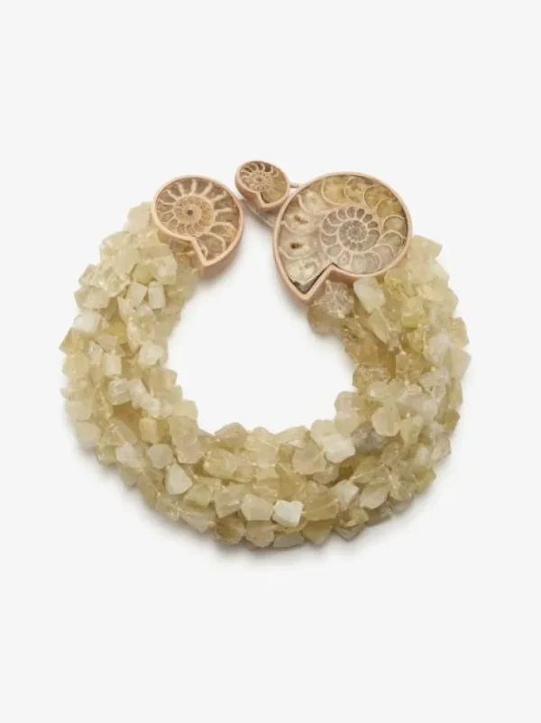 Monies Necklace: citrine, ammonite, oak and lemon quartz