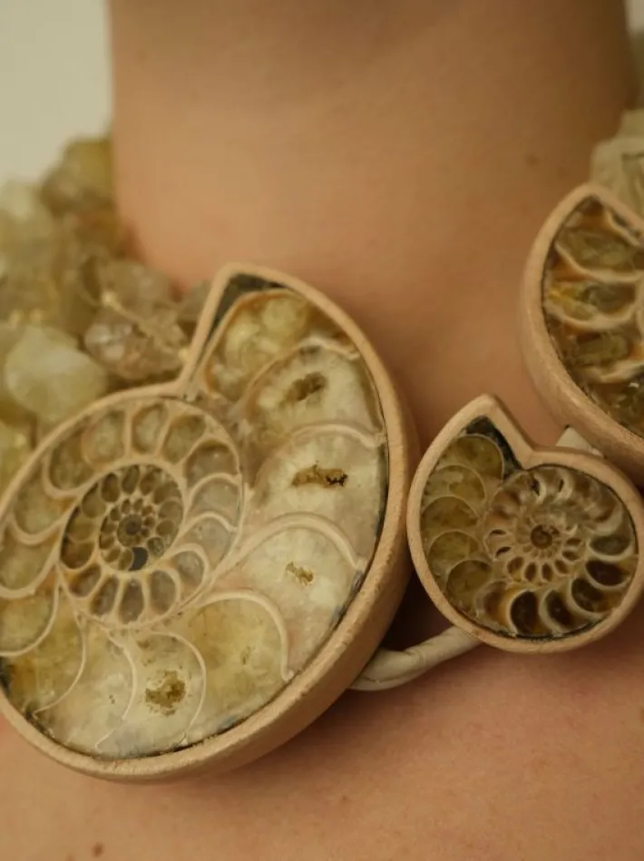 Monies Necklace: citrine, ammonite, oak and lemon quartz