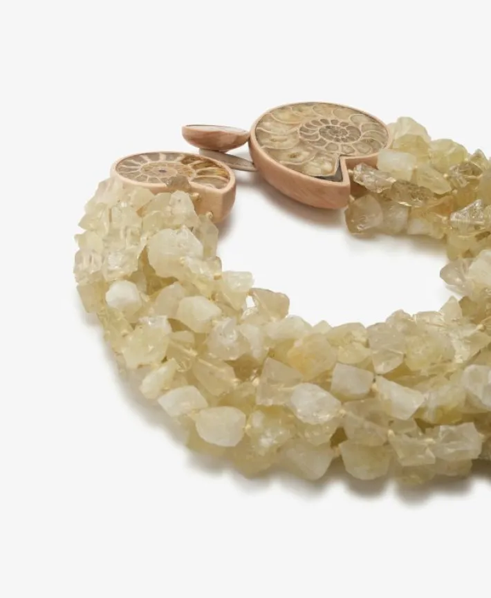 Monies Necklace: citrine, ammonite, oak and lemon quartz