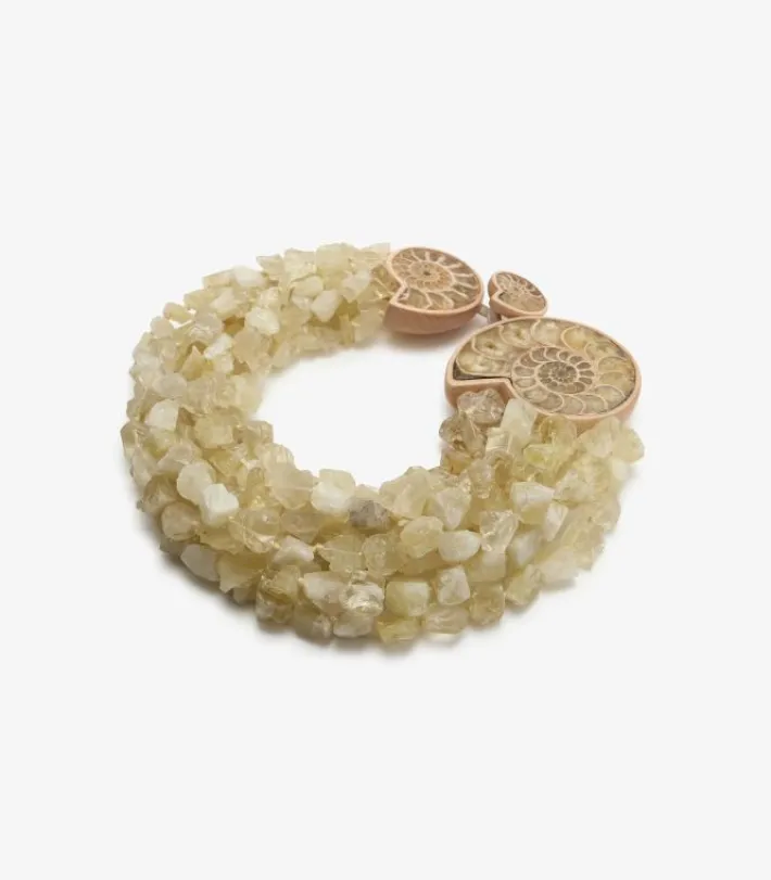 Monies Necklace: citrine, ammonite, oak and lemon quartz