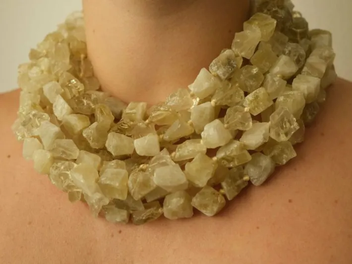 Monies Necklace: citrine, ammonite, oak and lemon quartz