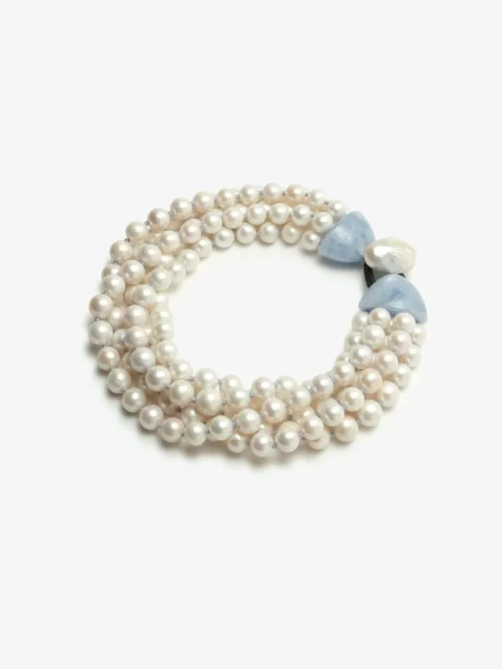 Monies Necklace: freshwater pearls, celestine