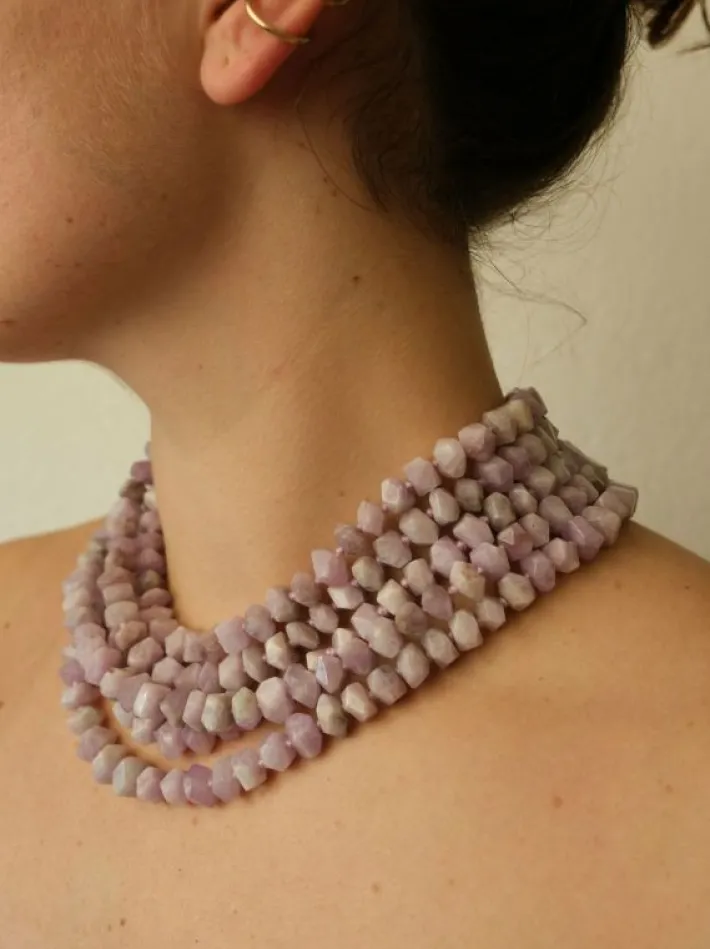 Monies Necklace: kunzite, amethyst
