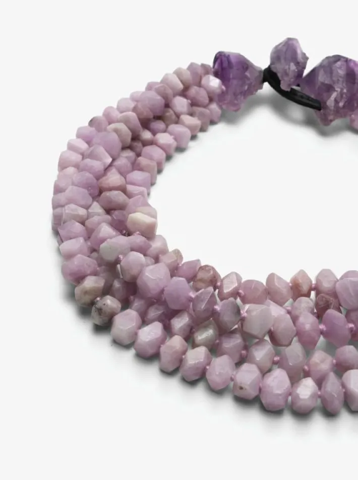 Monies Necklace: kunzite, amethyst