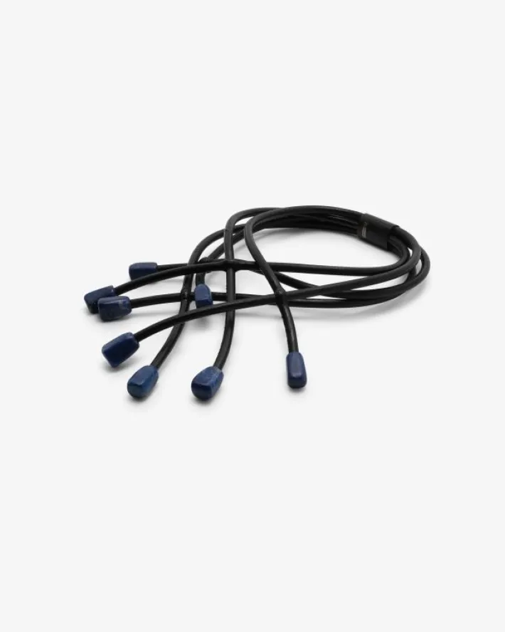 Monies Necklace: lapis lazuli, leather, ebony