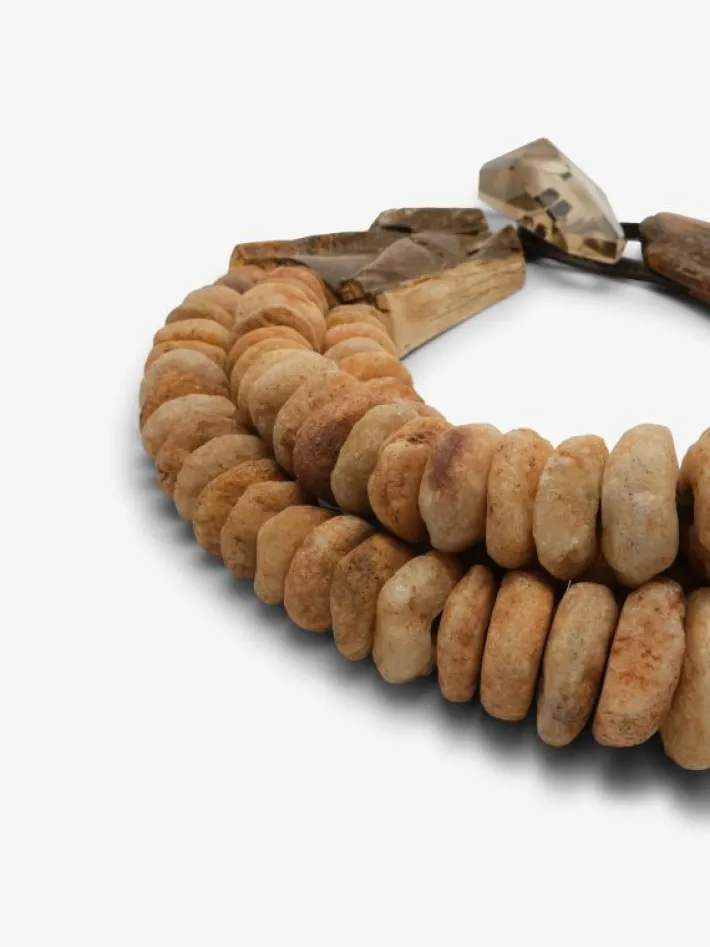 Monies Necklace: mammoth, raw quartz beads, citrine