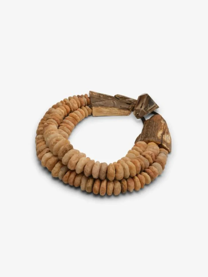 Monies Necklace: mammoth, raw quartz beads, citrine
