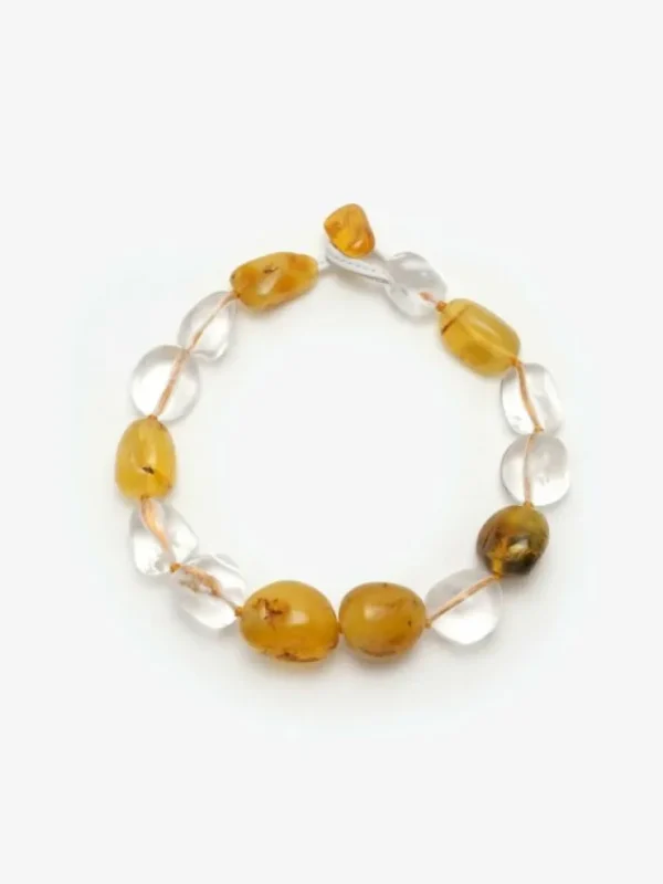Monies Necklace: mountain crystal, amber