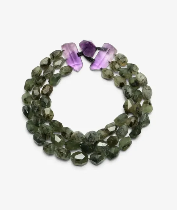 Monies Necklace: prehnite, amethyst