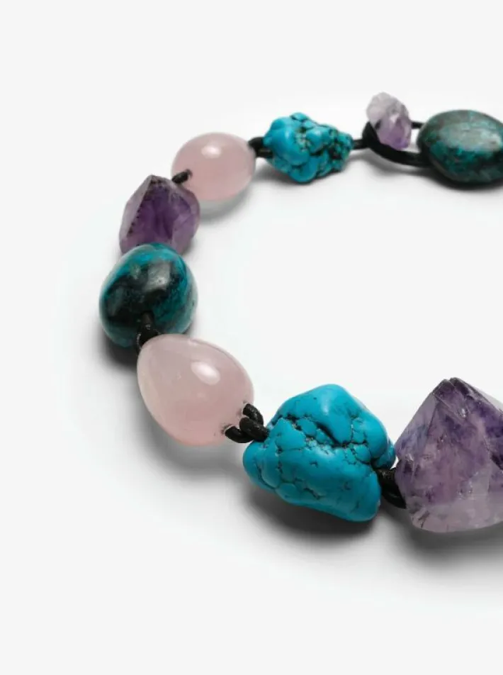 Monies Necklace: turquoise, rose quartz, amethyst