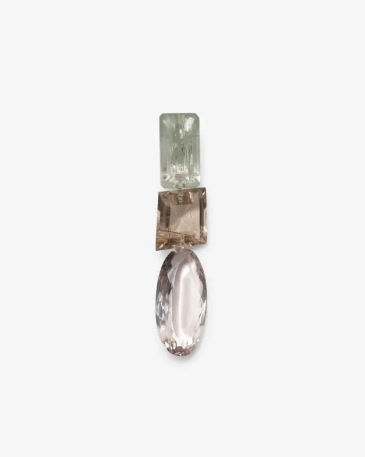 Monies one-piece earring: amethyst, rutilated quartz