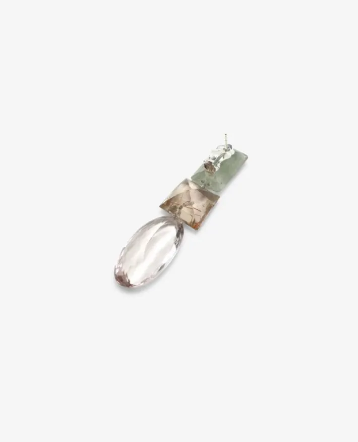 Monies one-piece earring: amethyst, rutilated quartz