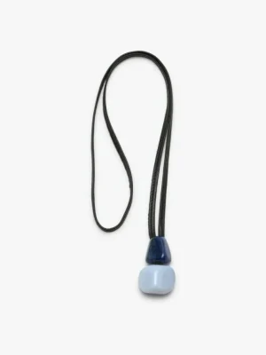 Monies Pendant: lapis lazuli, chalcedony, leather