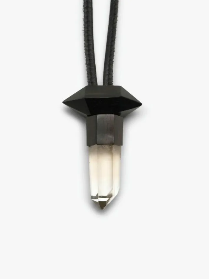 Monies Pendant: mountain crystal, ebony