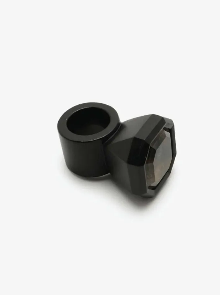 Monies Ring: mountain crystal, ebony