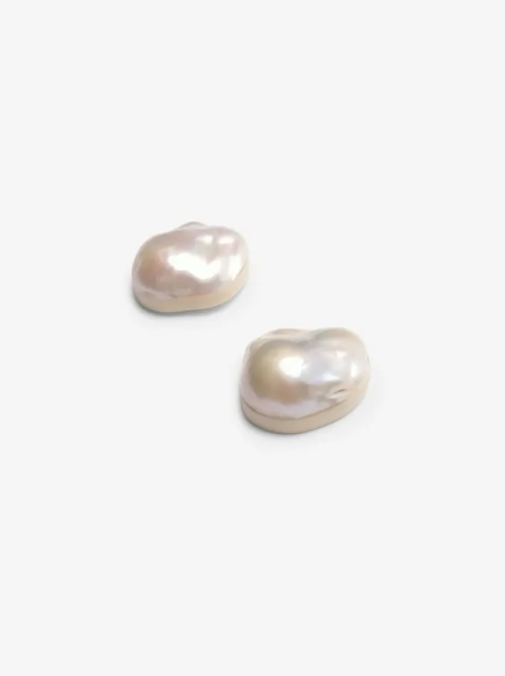 Monies Stud earrings: baroque pearls,bone