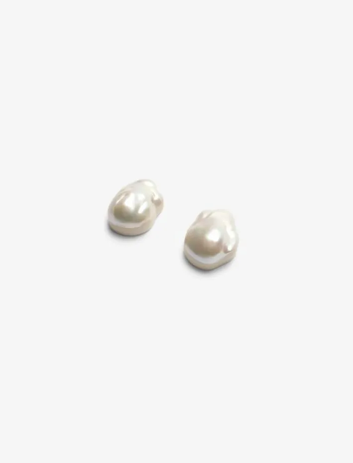 Monies Stud earrings: baroque pearls,bone
